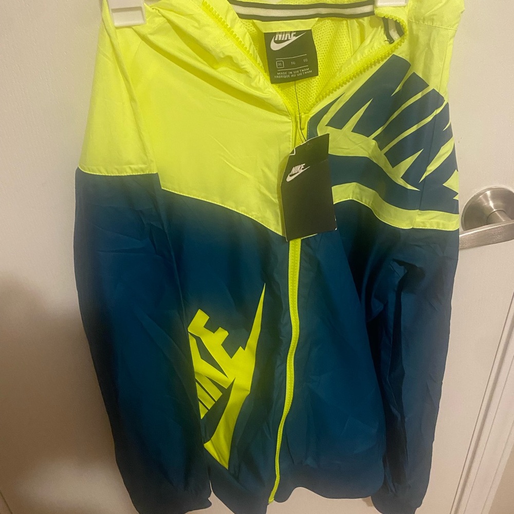 Nike Neon Yellow and Blue Windbreaker Jacket